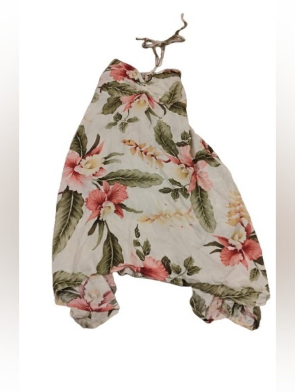 Vintage 2000s Tropical Print Bandeau Halter Babydoll Mini Dress